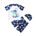 thumbnail image 1 of TOOYOU Toddler Boy Swimsuit 3 Piece Swim Set Short Sleeve Swim Shirt Swim Trunks Rash Guard Bathing Suits Child Swimwear For Pool Party Play Size 4-5 Years,Yellow, 1 of 9