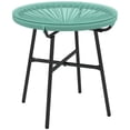 thumbnail image 1 of Outsunny Table d'Appoint en Rotin avec Rotin PE et Dessus en Verre Trempé, Vert, 1 of 10