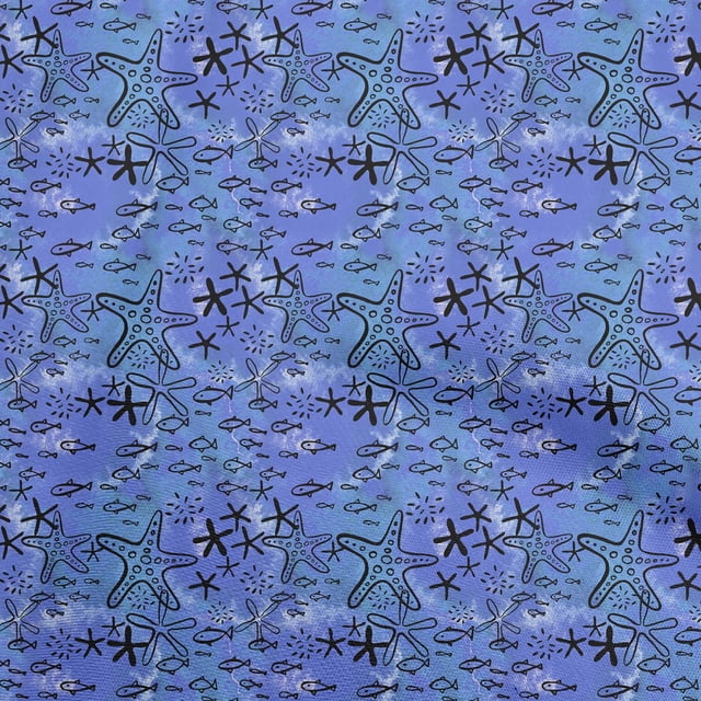 oneOone Georgette Viscose Blue Fabric Ocean Life Sewing Material Print Fabric By The Yard 42 Inch Wide