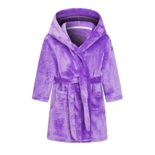 Peignoirs pour Garçons et Filles, Peignoirs pour Tout-Petits Garçon Fille, Longue Robe pour Enfants en Molleton Corail à Capuche Pyjama Mi-Long pour Enfants