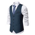 thumbnail image 4 of EGNMCR Débardeurs Homme Homme Uni Mode Rétro avec Poches Bouton Col en V Débardeurs Hauts Blouse, 4 of 9