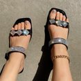 thumbnail image 2 of BADHUD Women's Flat Sandals Flat Slide Sandals with Rhinestone Open Toe Slide Sandals Comfort Casual Walking Sandals, 2 of 5