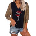 thumbnail image 1 of CEHVOM Blouse à Capuche Imprimée T-Shirt à Manches Longues Col en V Automne pour Femme, 1 of 5