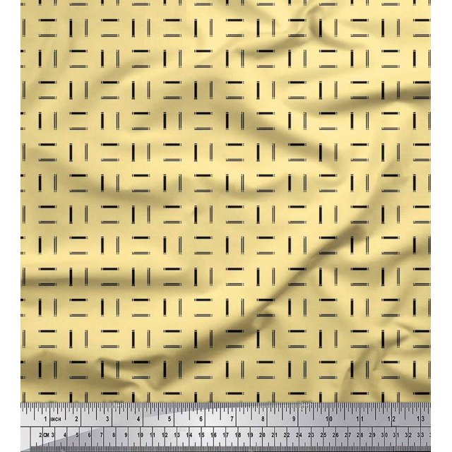 Soimoi Polyester Crepe Fabric Geometric Small Print Sewing Fabric Yard 42 Inch Wide