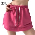 thumbnail image 4 of kurtrusly Shorts Jupes Robes Décontractées Unies à Cordon Mini Ligne A Mode Taille Haute Été Style Coréen pour Sports Rose Rouge 2TG, 4 of 7