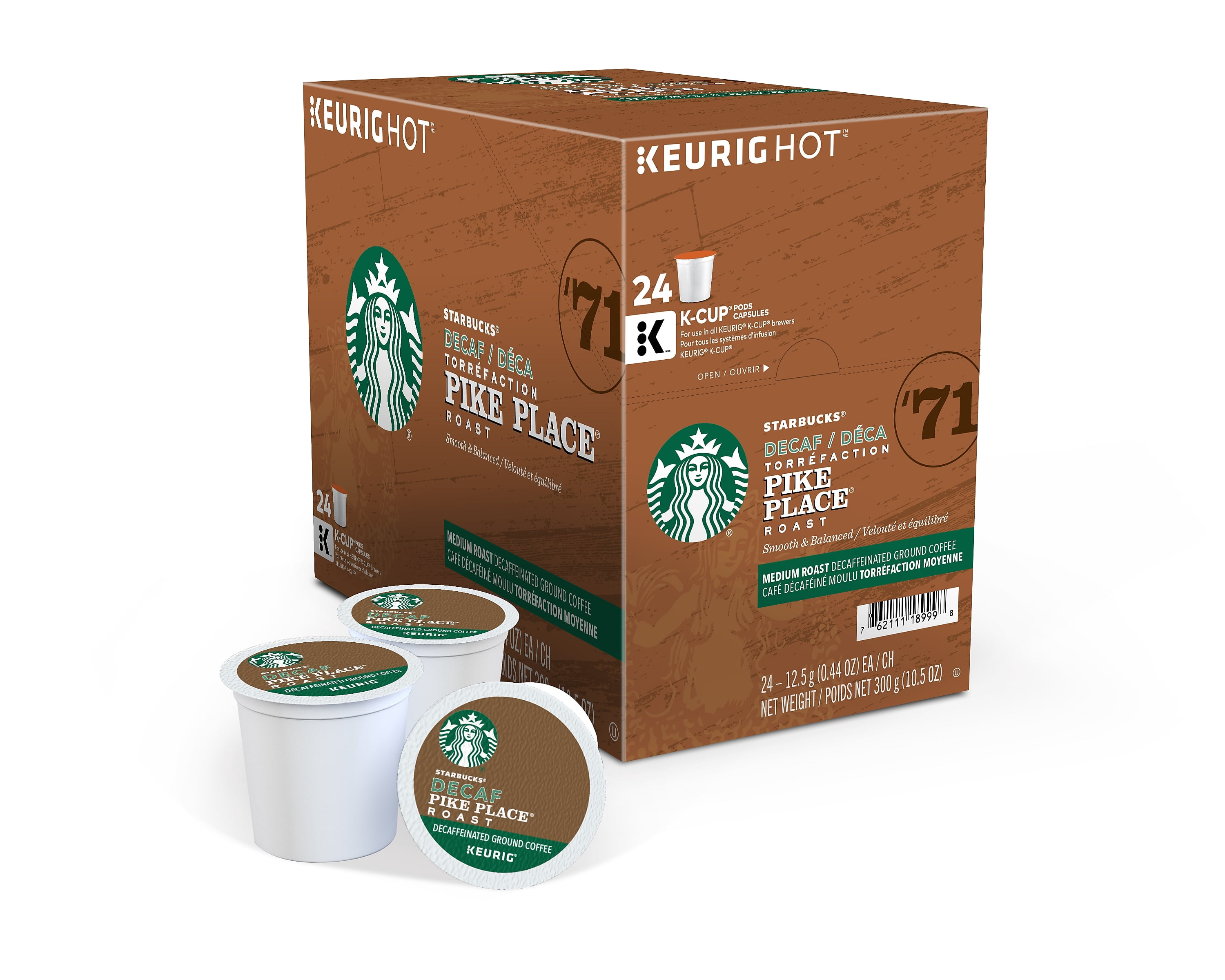 Starbucks Pike Place Decaf Coffee K-Cup Pods Medium Roast 24/Box (9573) 100684