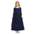 thumbnail image 2 of PMVFHDE Robe Longue Maxi de Fille à Manches Longues, Unie, Ample, Décontractée, Vacances, Printemps, avec Poches, 4-12 Ans, Bleu Foncé, 2-3 Ans, 2 of 5