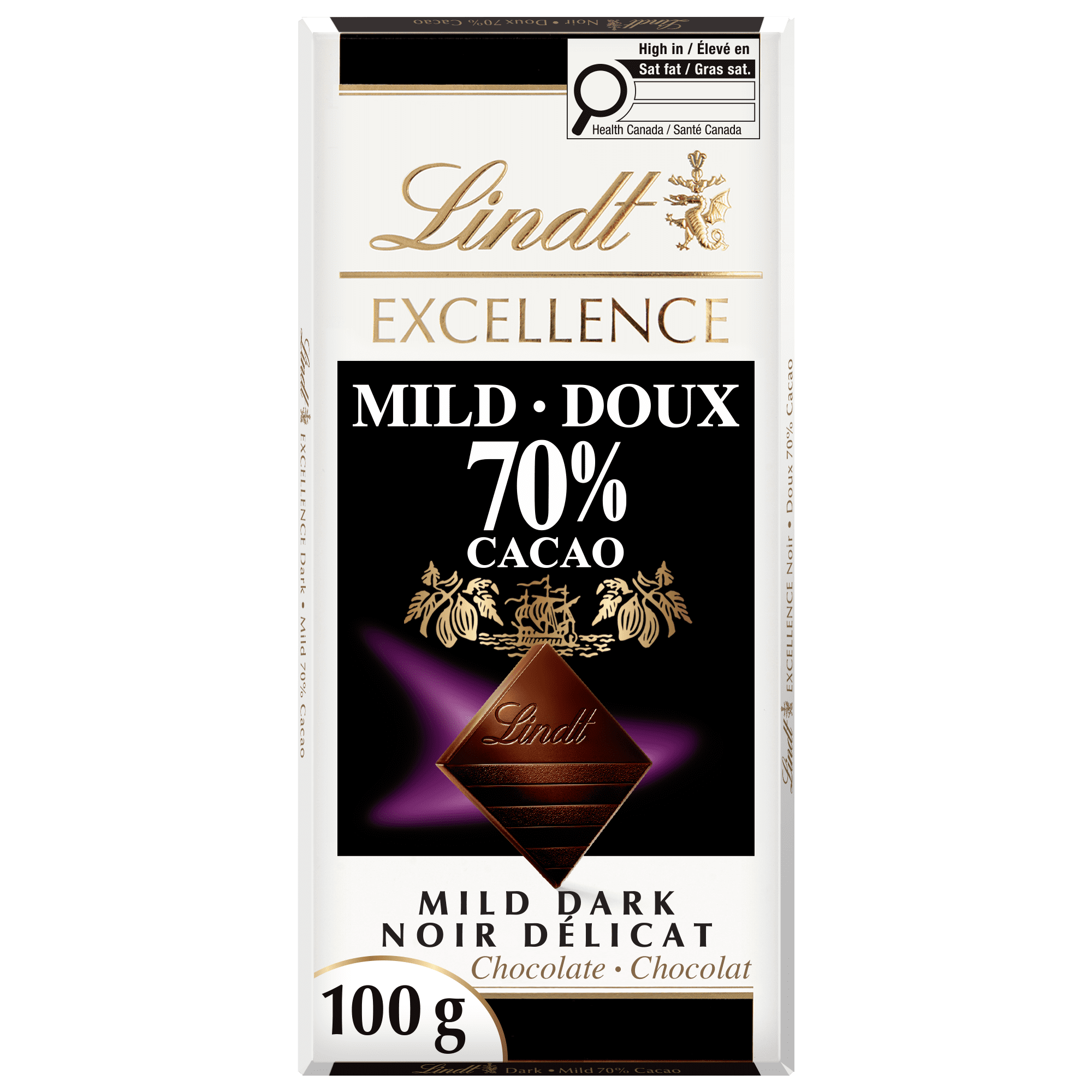 Lindt EXCELLENCE Mild 70% Dark Chocolate Bar, 100g