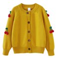 thumbnail image 2 of Zwiiyzr Girls Sweaters Kids Open Front Button Down Long Sleeve Knit Cardigans Sweater Cardigan Jacket 2-8Y Yellow, 2 of 3
