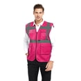 thumbnail image 1 of TOPTIE 5 Pockets High Visibility Safety Vest with Reflective Strips, Working Uniform Vest-Hot Pink-M, 1 of 8