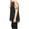 thumbnail image 4 of GRACE & GRANDEUR Women's Plus Size Sheer Mesh Panel Crochet Raglan Short Sleeves Blouse 3X Black, 4 of 5