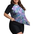 thumbnail image 3 of FOLUNSI Womens Plus Swimsuits 2 Piece Rash Guard Raglan Short Sleeve with Boyshorts Surfing Swimwear 0X-5X, 3 of 5
