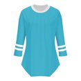 thumbnail image 5 of SwiftWear T-Shirts pour Femmes Manches 3/4 Tendance Été Haute Saturation Chemises Rayées Couleur Unie Tunique Décontractée Habillée, 5 of 5