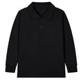 thumbnail image 1 of zbxnLI Girls Boys School Uniform Long Sleeve Golf Shirts Button Closure Collared Tops 2-15 Years, 1 of 3