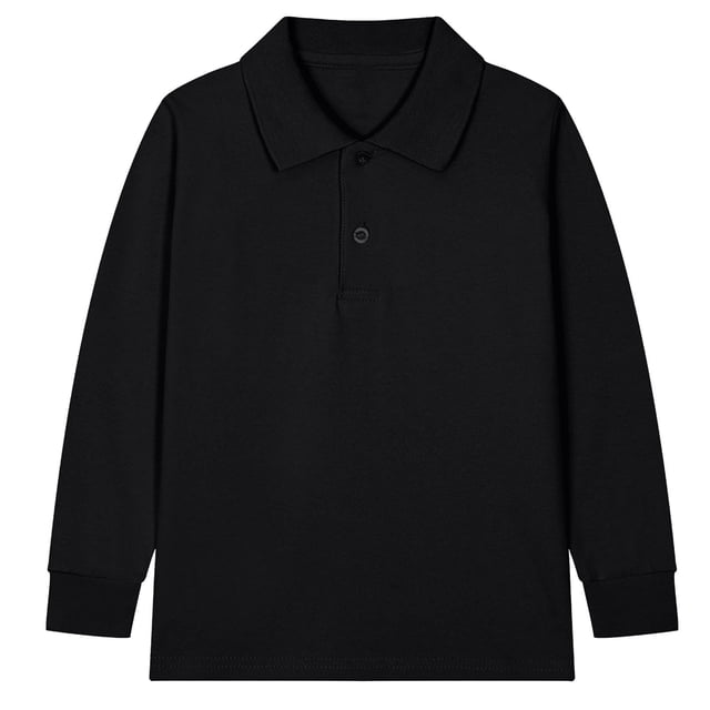 zbxnLI Girls Boys School Uniform Long Sleeve Golf Shirts Button Closure Collared Tops 2-15 Years