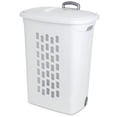 thumbnail image 1 of Sterilite White Laundry Hamper With Lift-Top, Wheels, And Pull Handle, 18 Pack, 1 of 10
