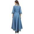 thumbnail image 1 of Bimba Robe Anarkali Classique Évasée en Coton Bleu avec Pompons et Foulard - 6, 1 of 6