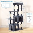 thumbnail image 4 of Yiwa Multi-Level 61" Cat Tree Tower, Sturdy Modern Cat Furniture for Large Cats and Maine Coons, Featuring Jumbo Perch, Two Spacious Condos, Sisal Scratching Posts, and Hanging Balls, 4 of 7