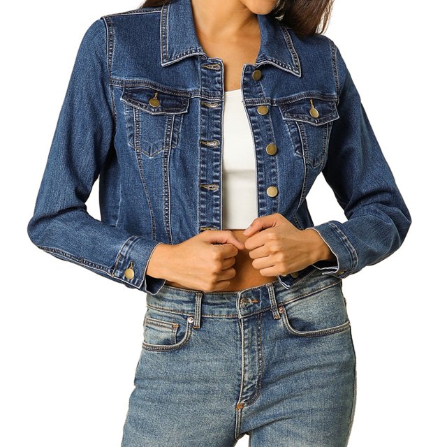 INSPIRE CHIC Veste en Jean Denim Classique pour Femmes à Manches Longues Boutonnée
