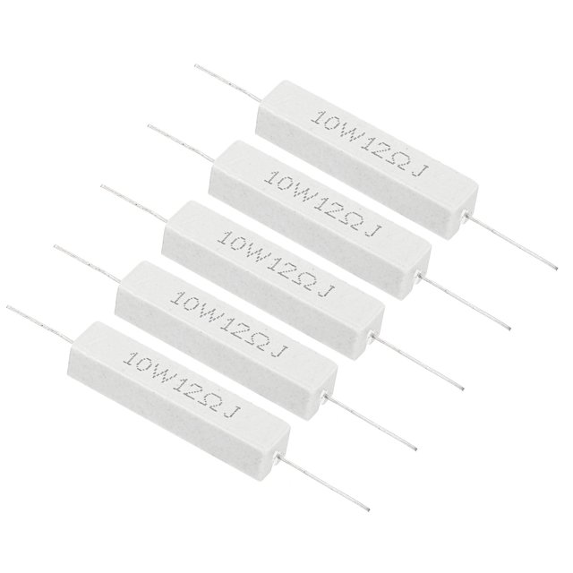 Unique Bargains 5 Pcs Résistances 12 Ohms, Résistance Ciment Céramique 10W Kit de Résistance Ciment de Puissance Tolérance 5 % pour Adaptateurs d'Alimentation Audio