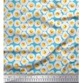 thumbnail image 1 of Soimoi Blue polyester Crepe Fabric Omelette Food Fabric Prints By Yard 42 Inch Wide, 1 of 5