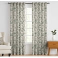 thumbnail image 2 of Vargottam Cotton Curtains for Windows - 3-in-1 Rod Pocket/Back Tab Short Window Drapes - Light Filtering Cotton Panels - Set of 2, 52"x63" - Floral Vine Pattern (Green), 2 of 8
