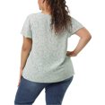 thumbnail image 3 of Unique Bargains Women's Plus Size Floral Keyhole Flared Short Sleeve Chiffon Blouse Light Blue 3X, 3 of 7