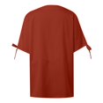 thumbnail image 4 of Tshirts Women Ladies V Neck Button Short Sleeve Top Cold Shoulder Daily Wear Spring Shirts Women Red S, 4 of 4