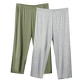 thumbnail image 1 of MeetoTime Lot de 2 Pantalons de Pyjama Capri pour Femmes Pantalons de Détente pour le Sommeil Taille Élastique Capris Grande Taille P-5TG, 1 of 2