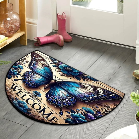 Large Semi-Circular Diatom Mud Floor Mat Super Absorbent Non-Slip Door Mat for Entryway Kitchen and Balcony