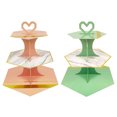 thumbnail image 3 of 2pcs Gold Foil Paper Cake Stands 3-Tier Disposable Cupcake Storage Rack Hexagonal Cake Display Holder (Pink+Green), 3 of 7