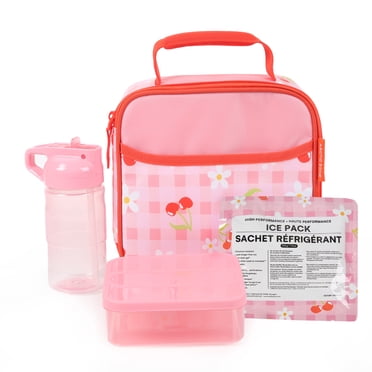 Arctic Zone Leak-Proof Insulated Lunch Box Combo,Cherry Gingham, Includes Food Container, ice pack and Water Bottle, Back to School Supplies