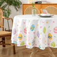 thumbnail image 1 of Easter Tablecloth Round 60 Inch, Waterproof Egg Themed Table Cloth, Washable Table Cover for Holiday Dinner Party Decoration, 1 of 6