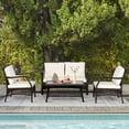 thumbnail image 1 of Gymax 4PCS Rattan Patio Conversation Furniture Set Wicker Sofa Set w/ Waterproof Cover, 1 of 9