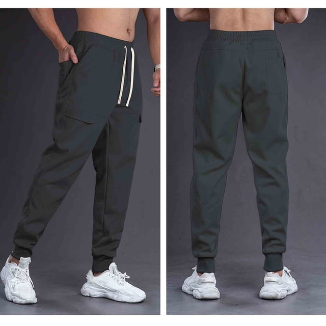 Ceisia Pantalon Décontracté Ample Uni pour Homme Taille Élastique à Cordon de Serrage Sport Cadeau Travail