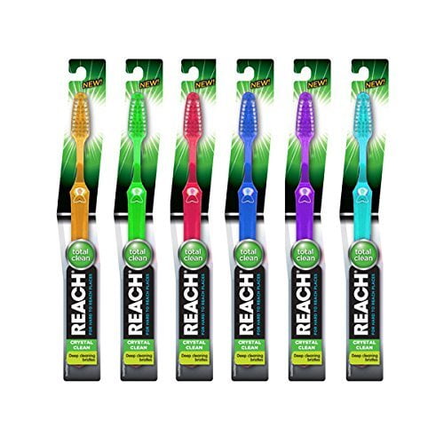 Reach Crystal Clean Brosse à Dents Ferme pour Adulte, 1 Unité, Couleurs Pouvant Varier, 6 Pcs