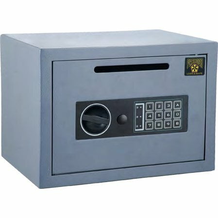 7804 Paragon Lock & Safe CashKing Digital Depository Drop Safe with a .54 cubic foot capacity, featuring a durable steel construction in a grey finish. The safe includes a digital keypad for secure access and a top slot for quick cash deposits. Ideal for offices and businesses requiring heavy-duty cash management.