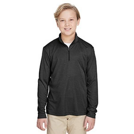 Youth Zone Sonic Heather Performance Quarter-Zip - BLACK HEATHER - L