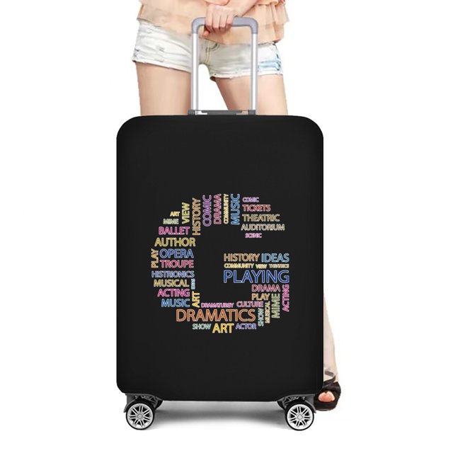 Stretch Luggage Cover Suitcase Covers Text Letter Printed Travel Accessories Printed Dust Cover 18''-28'' Inch Protective Case 8text G M