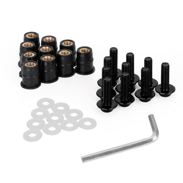 Pare-brise de Moto Alu M5x16mm Vis Boulon Rondelles kit Noir 10 Pack
