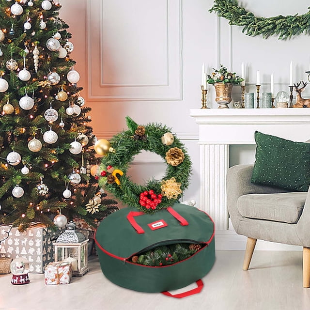 Amzcrzy Storage and Organization The Storage 60/75/90Cm Round Single-Layer Cover Storage Bag Wreath Storage Bag Home Storage Organization and Storage Storage Container Storage Bins