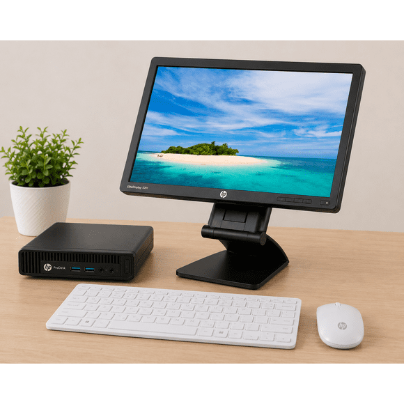 HP ProDesk 600 G1 Mini PC Bundle | Intel i3 4th Gen | 8GB RAM | 120GB SSD | Windows 10 Pro | HP E201 Monitor + Wireless Keyboard & Mouse - Refurbished