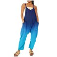 thumbnail image 1 of B91xZ Combinaison Sans Manches à Bretelles Réglables pour Femmes avec Poche, Bleu, TTG, 1 of 4