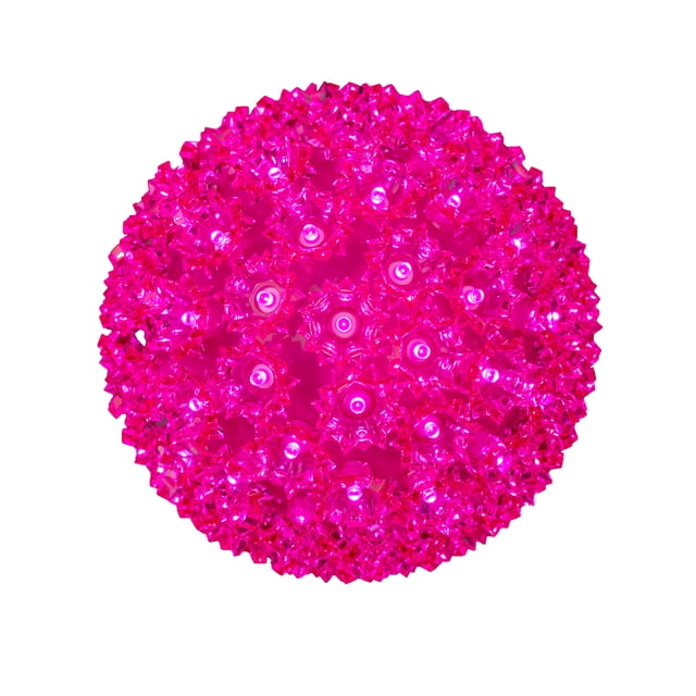 Novelty Lights LED 7.5in 100 Light Starlight Sphere, Pink, Large Ornament Ball Light, 5ft Hanging Cord with S Hook, 12ft Power Cord with Stackable Plug, Commercial Grade
