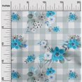 thumbnail image 1 of oneOone Popeline de Coton Bleu Turquoise Tissu Floral Matière de Robe Tissu Imprimé Tissu au Mètre 56 Pouces de Large, 1 of 4