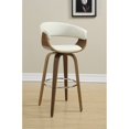 thumbnail image 2 of Coaster Tabouret de Bar Rembourré en Blanc et Noyer, 2 of 2
