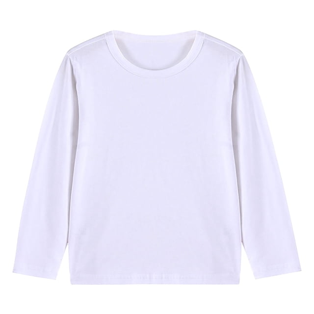 YUTK Hauts pour Garçons Taille 10-12 en Liquidation Enfants Hommes et Femmes Manches Longues Col Rond Hauts Blanc