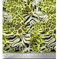 thumbnail image 1 of Soimoi Green Poly Georgette Fabric Leopard & Wild Animal Skin Printed Fabric 1 Yard 52 Inch Wide, 1 of 3