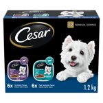 Cesar Adult Classic Loaf In Sauce Pork Tenderloin Flavour & Top Sirloin Flavour Variety Pack Soft Wet Dog Food 1.2kg