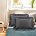 thumbnail image 1 of PiccoCasa 2 Pcs 100% Cotton Ruffled Pillowcases Soft with Envelope Dark Gray Queen, 1 of 7